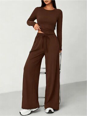 NWT Women's Casual 2pcs Set - Burgundy